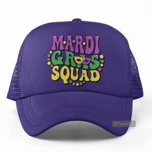 🆕Mardi Gras Squad Purple Foam Trucker Hat Mesh Snapback Cap